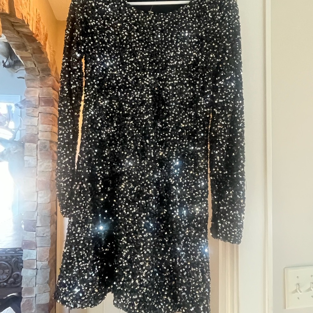 GAP Black Dress with Silver Sequins Perfect for NYE